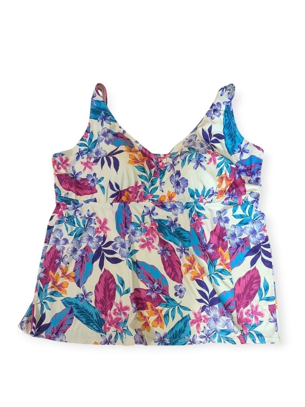 Swimsuits For All Floral V Neck Tankini Top Set Size 28 - Picture 4 of 12